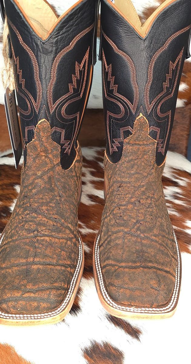 Anderson Bean | Rust Safari Elephant Cowboy Boots – 10" Black Cowhide Tops