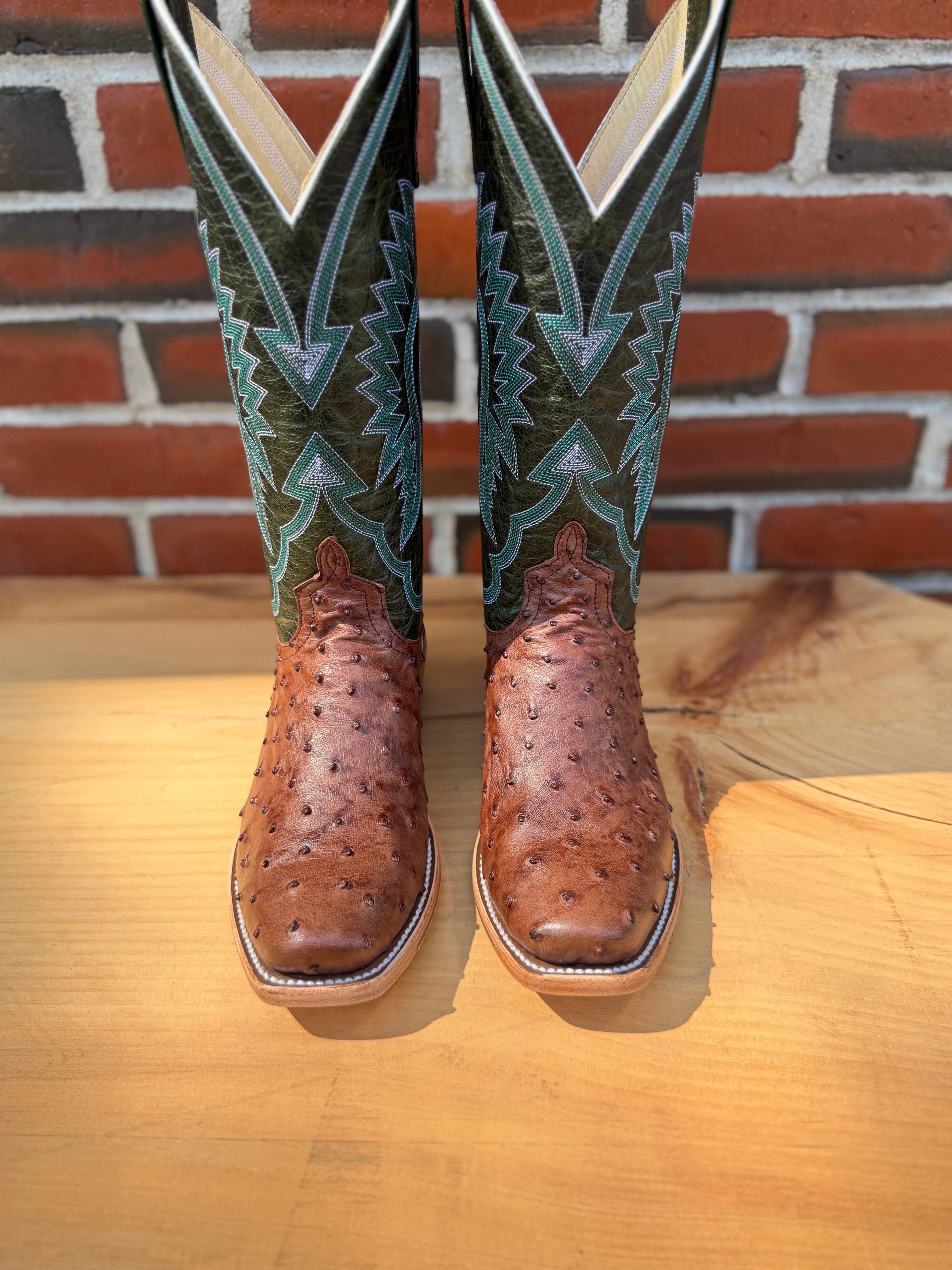 Kango Tobac Full Quill Ostrich - Emerald Explosion