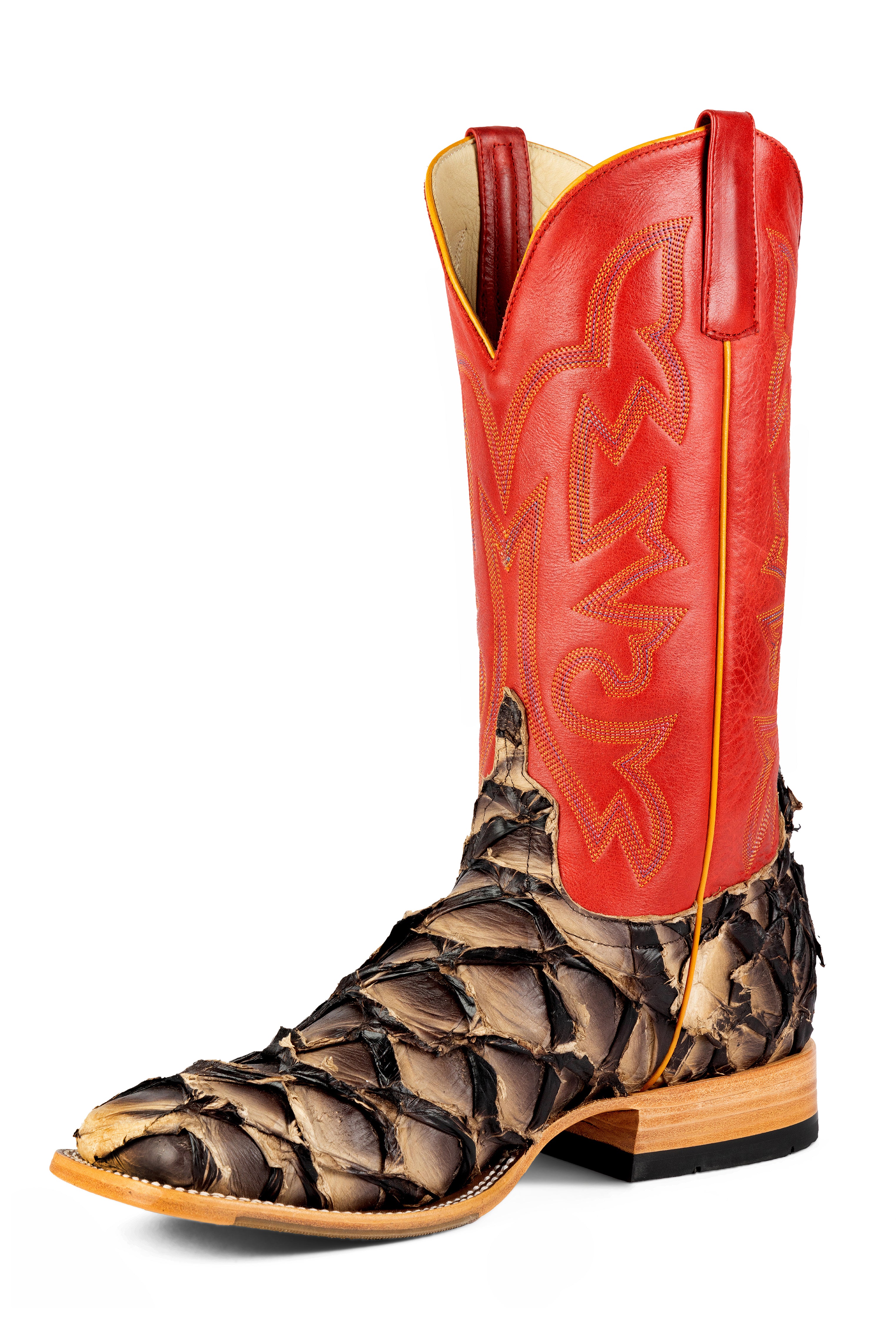 Top Hand Horse Power | Petrified Oak Big Bass Cowboy Boots – 13" Red Rodeo Tops (DB Toe)