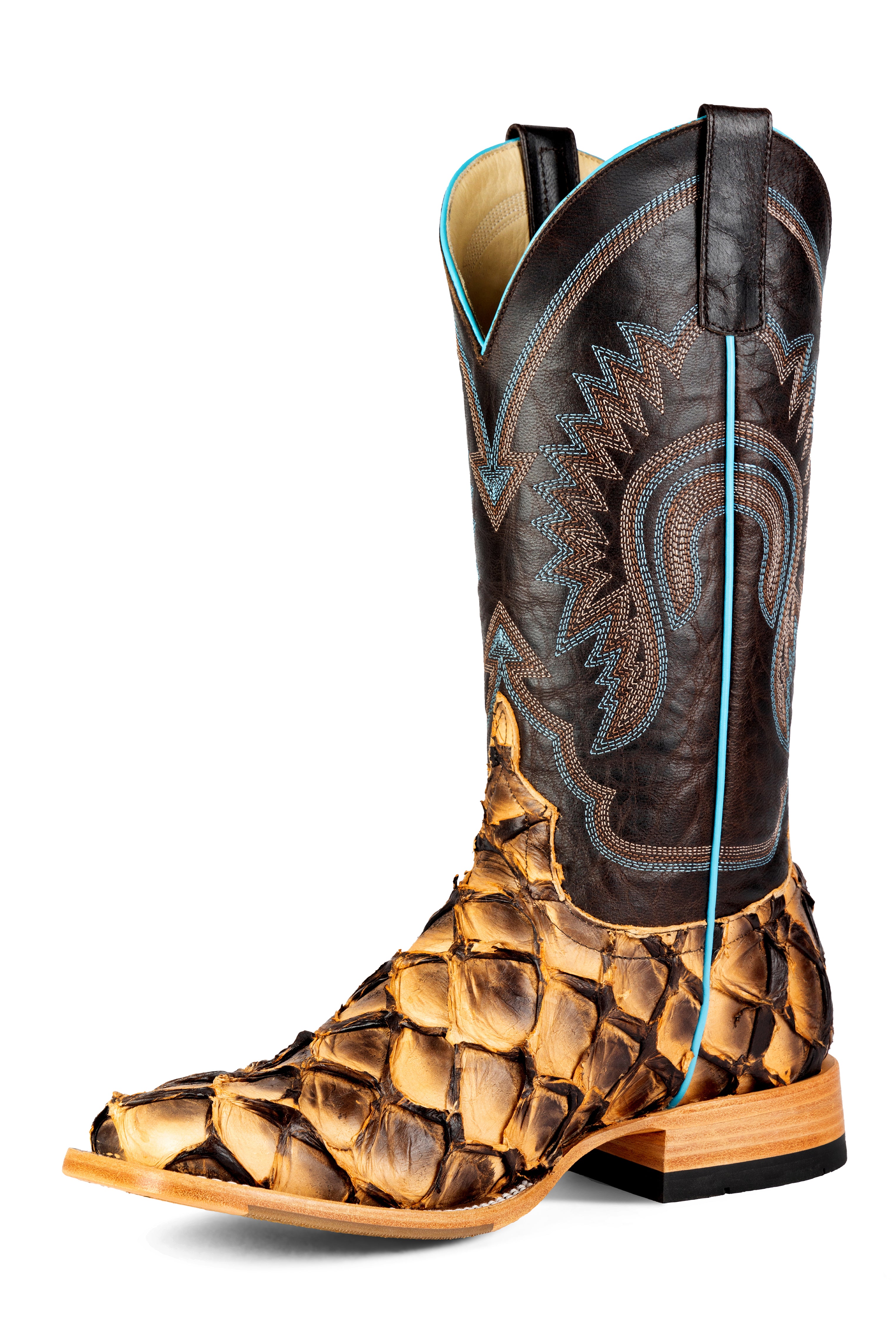 Top Hand Horse Power | Toast Big Bass Cowboy Boots – 13" Chocolate Explosion Tops (DB Toe)