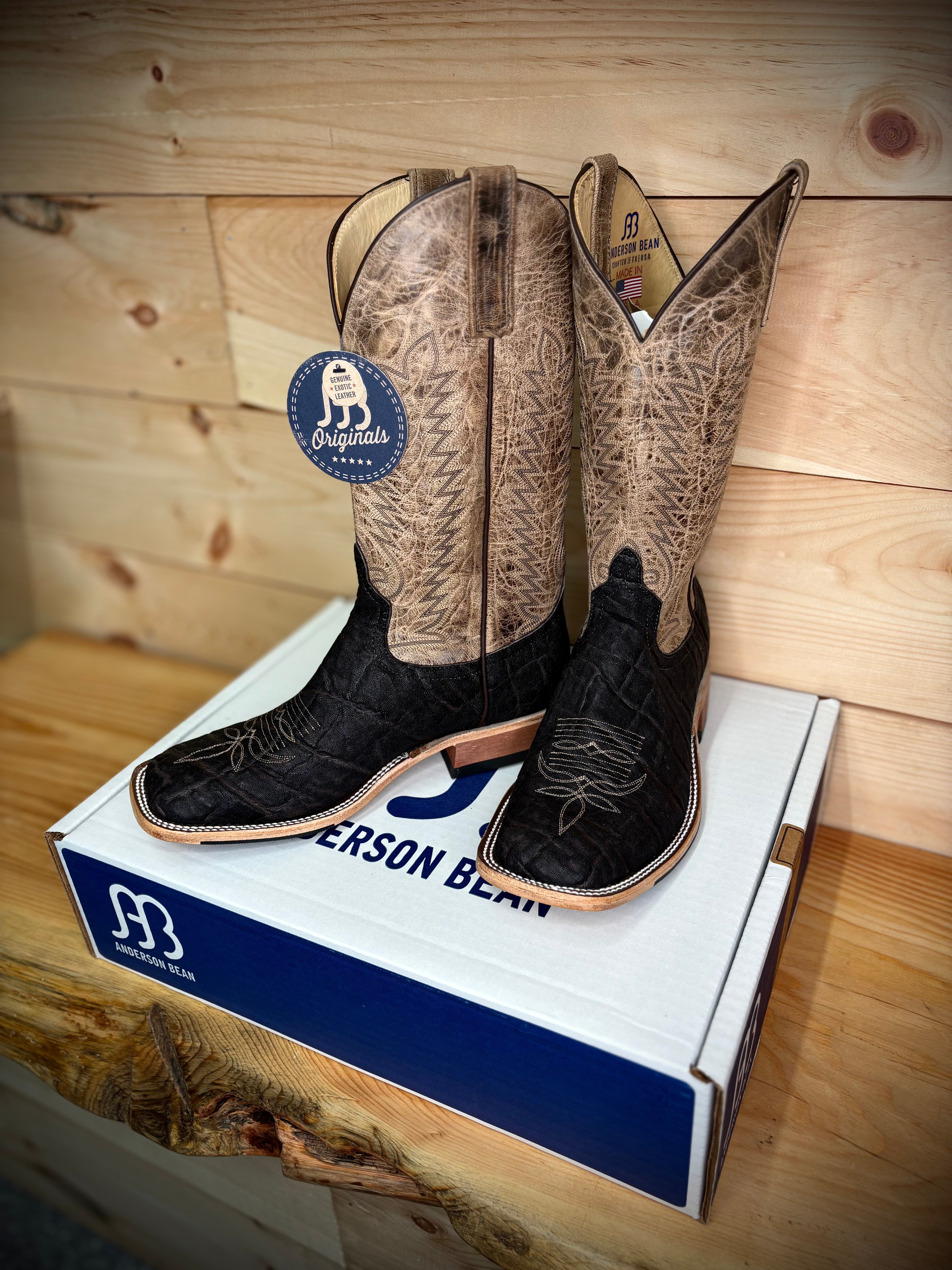 Anderson Bean | Chocolate Elephant Cowboy Boots – 13" Ivory Mad Dog Tops