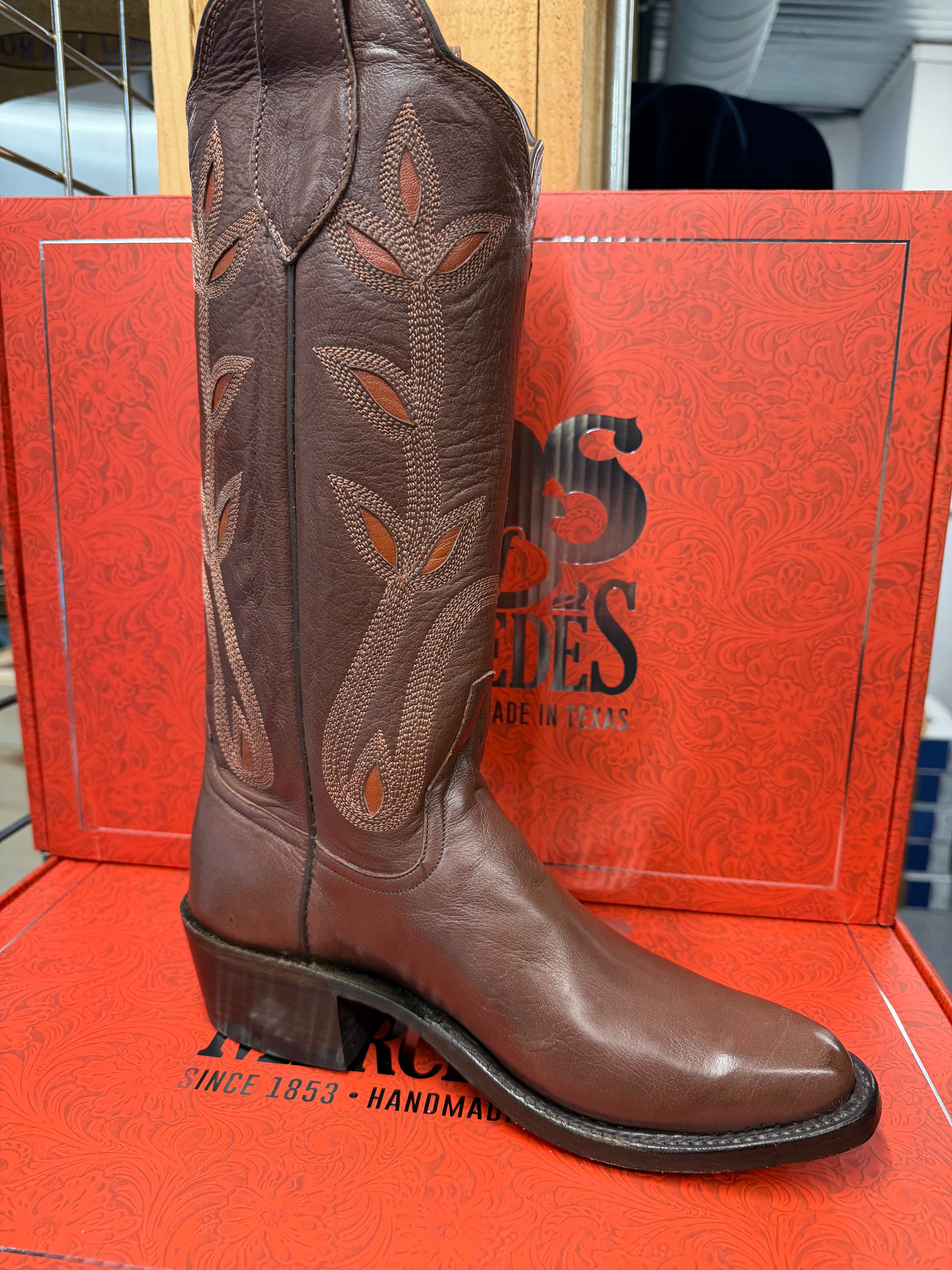 Rios of Mercedes | Women’s Calf Whiskey Cowboy Boots – 14” J Toe