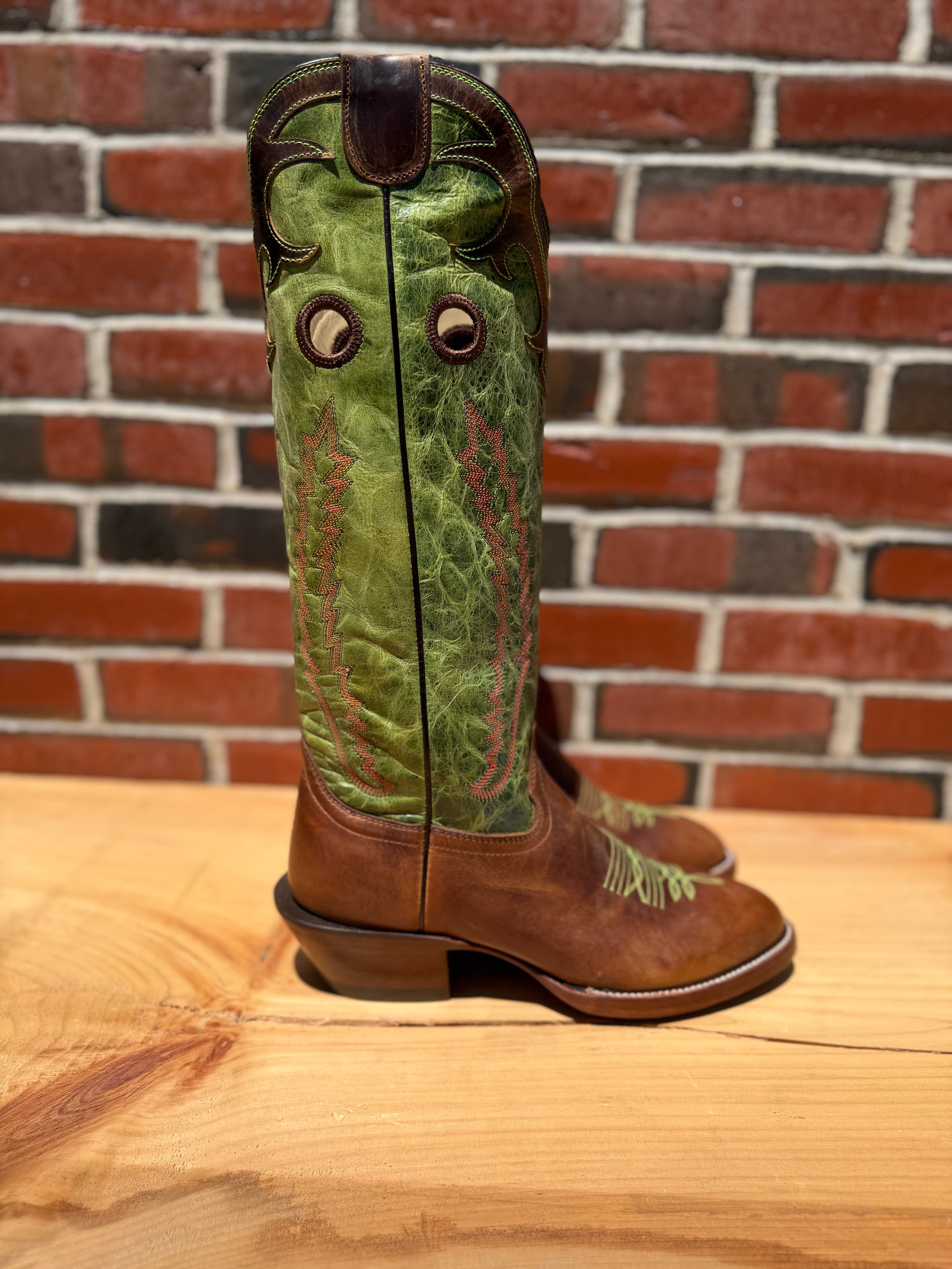 Hondo | Tan Waxy Cowhide Cowboy Boots – 16" Line Crater Tops (Toe 5)