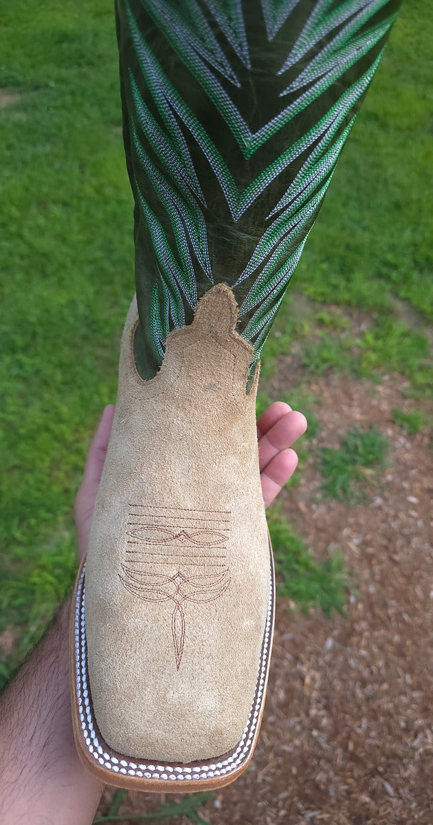 Anderson Bean | Rust Crazyhorse Cowboy Boots – 13" Emerald Explosion Tops