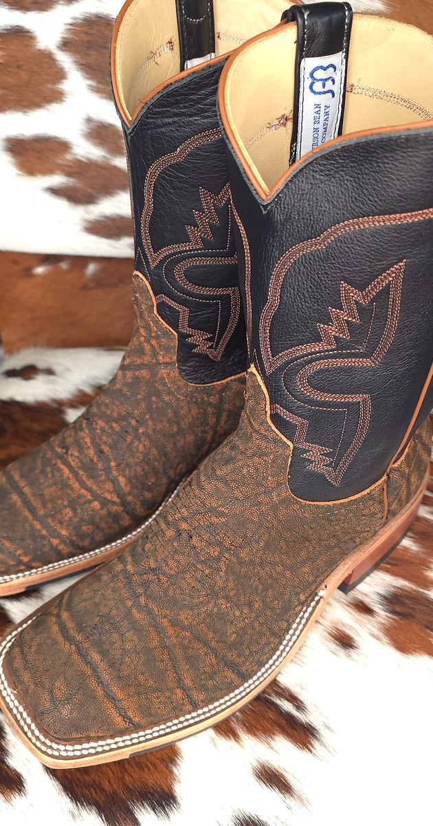 Anderson Bean | Rust Safari Elephant Cowboy Boots – 10" Black Cowhide Tops
