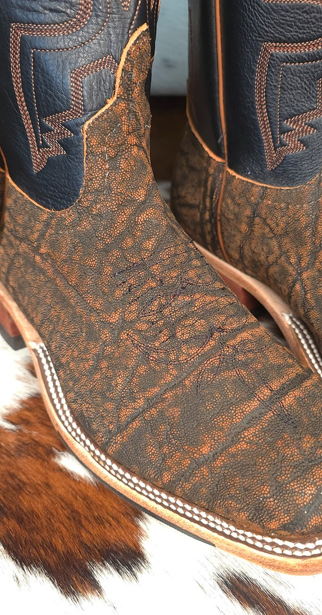 Anderson Bean | Rust Safari Elephant Cowboy Boots – 10" Black Cowhide Tops