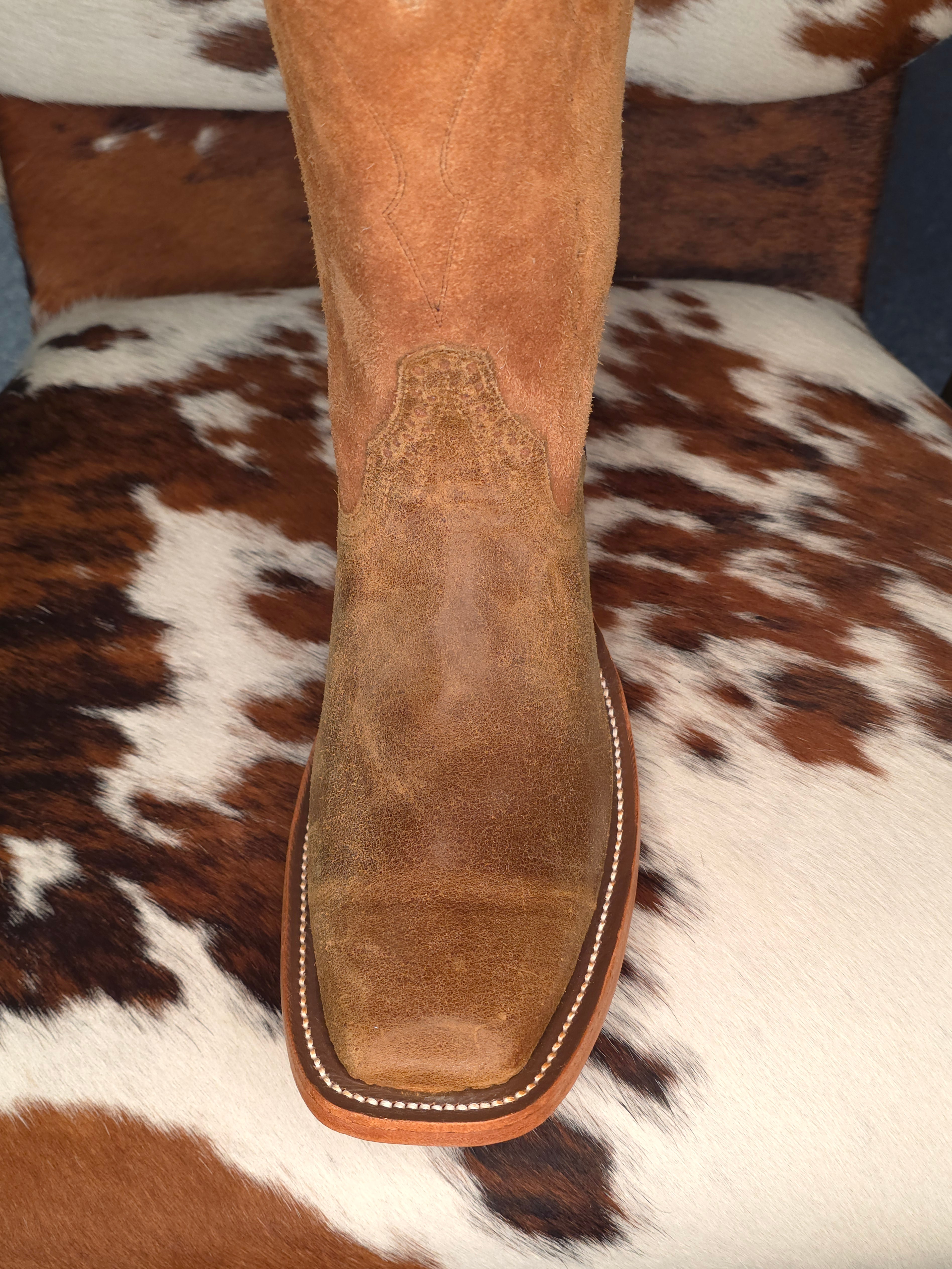 Rios of Mercedes | Tan Double Face Cowboy Boots with 11" Sahara Flannel Tops