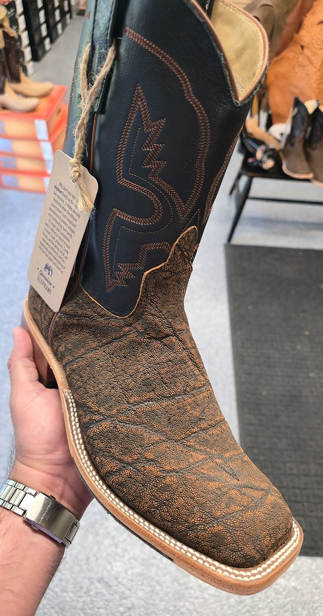 Anderson Bean | Rust Safari Elephant Cowboy Boots – 10" Black Cowhide Tops