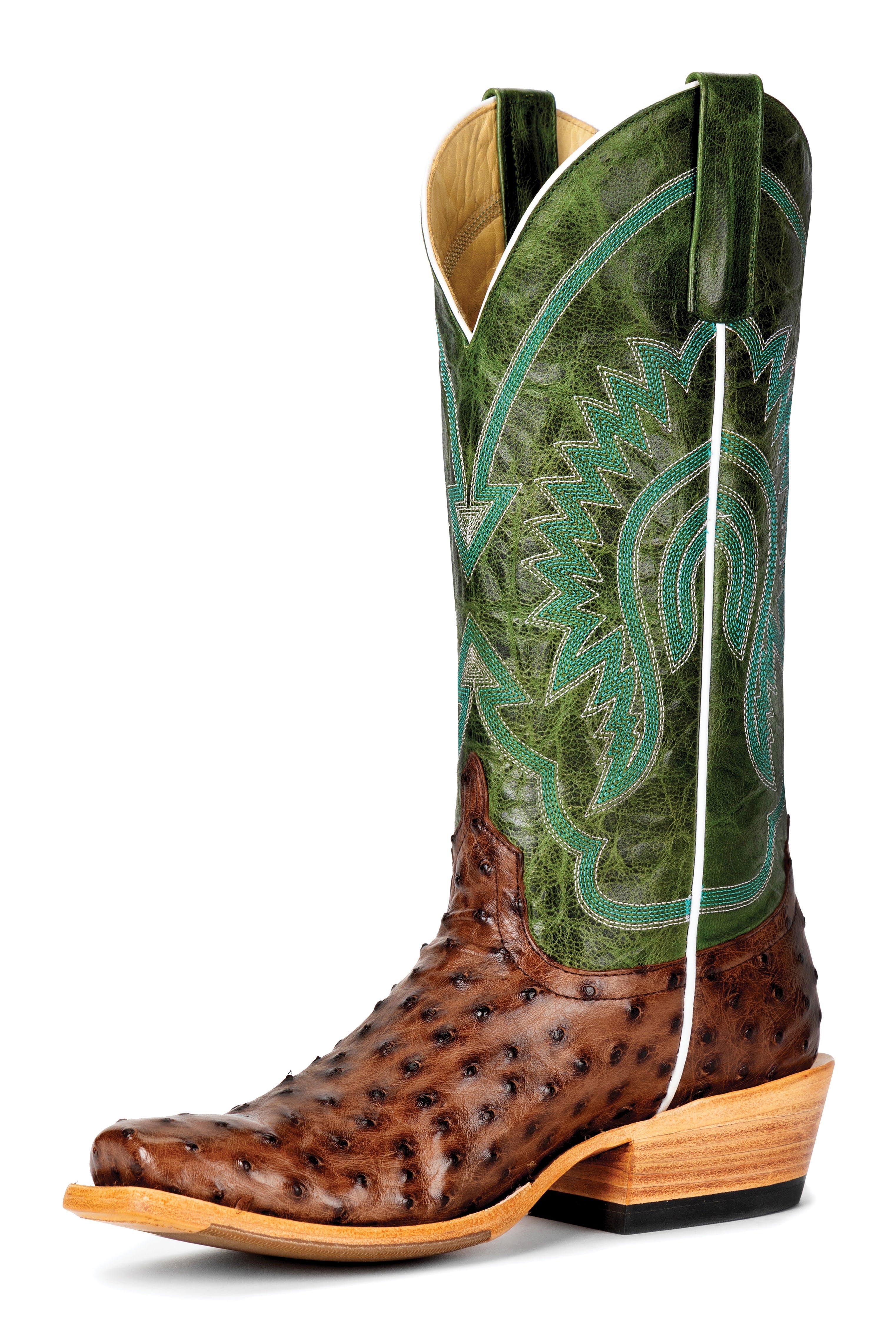 Kango Tobac Full Quill Ostrich - Emerald Explosion