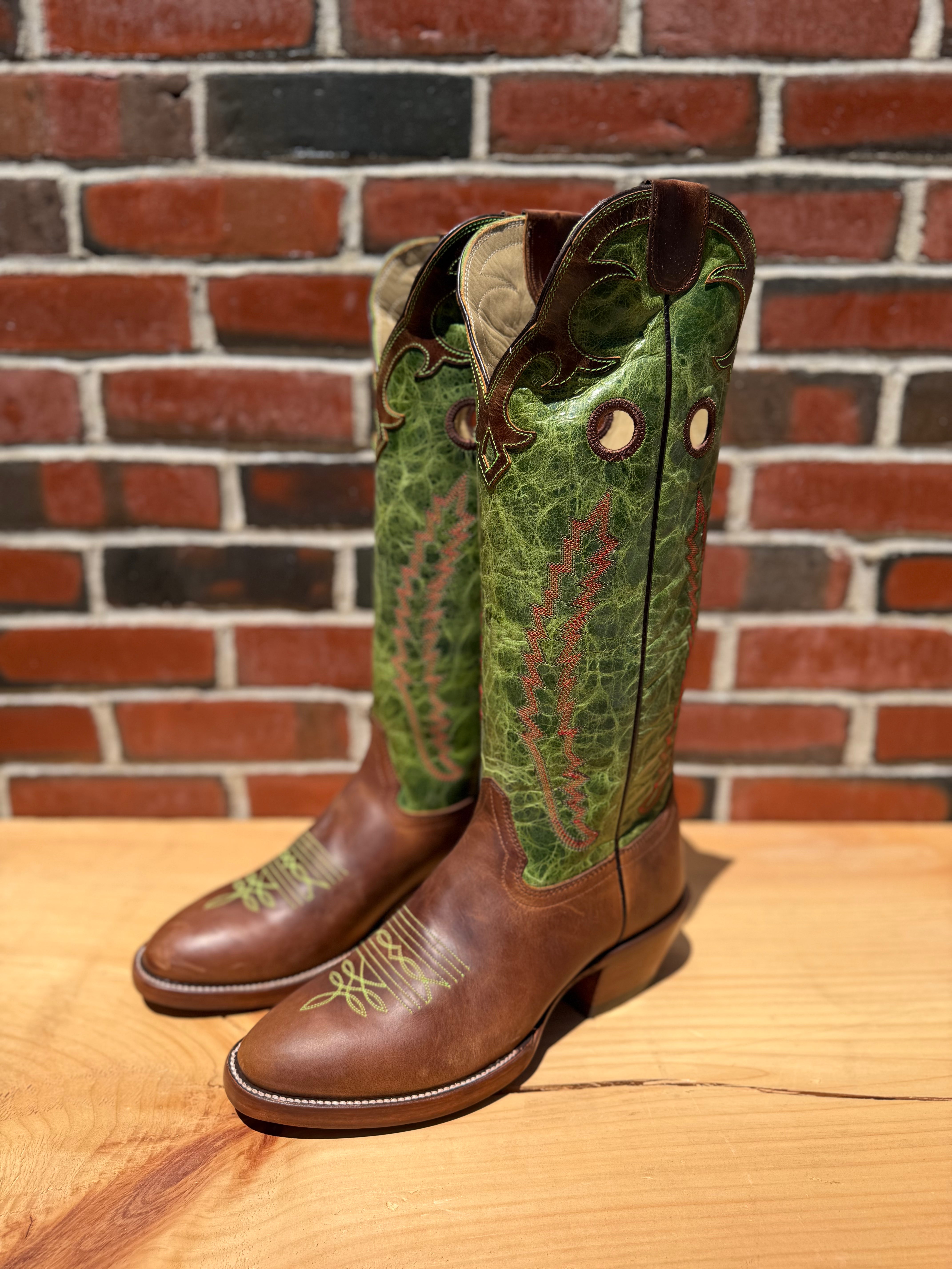Hondo | Tan Waxy Cowhide Cowboy Boots – 16" Line Crater Tops (Toe 5)