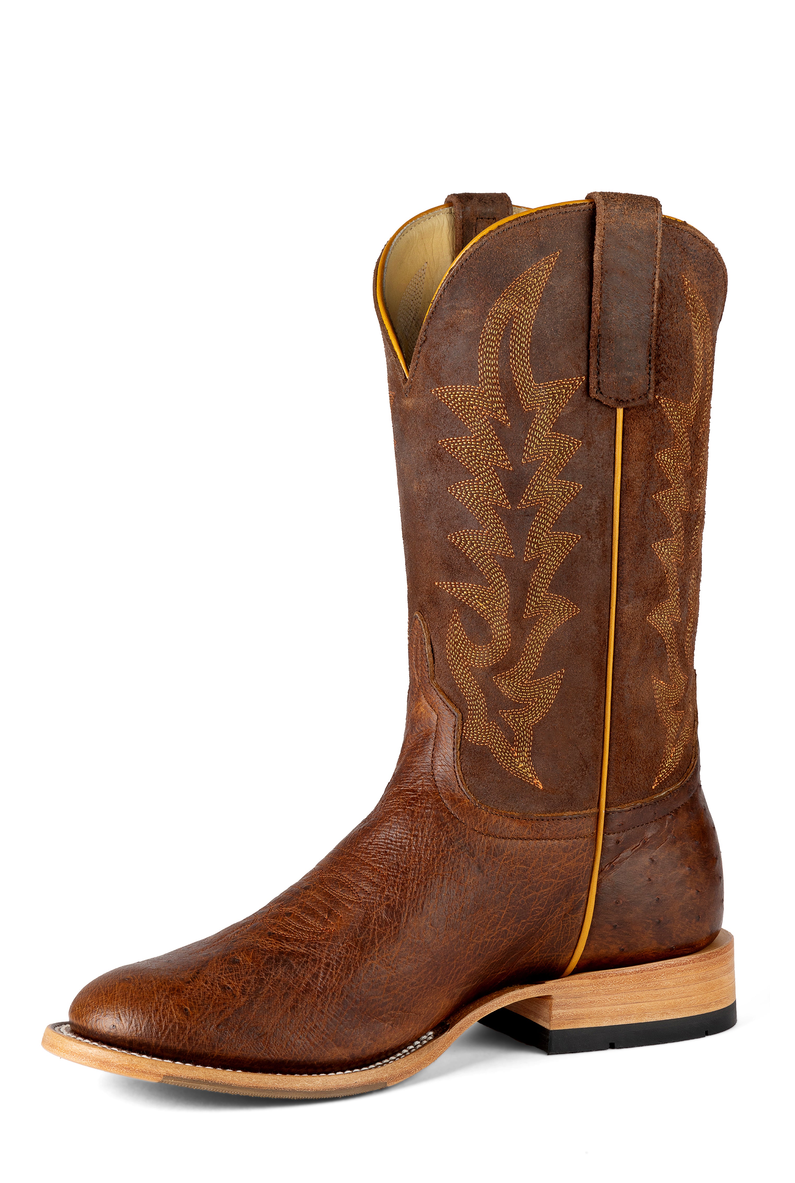 Top Hand Horse Power | Antique Saddle Smooth Ostrich Cowboy Boots – 11" Brown Colorado Tops