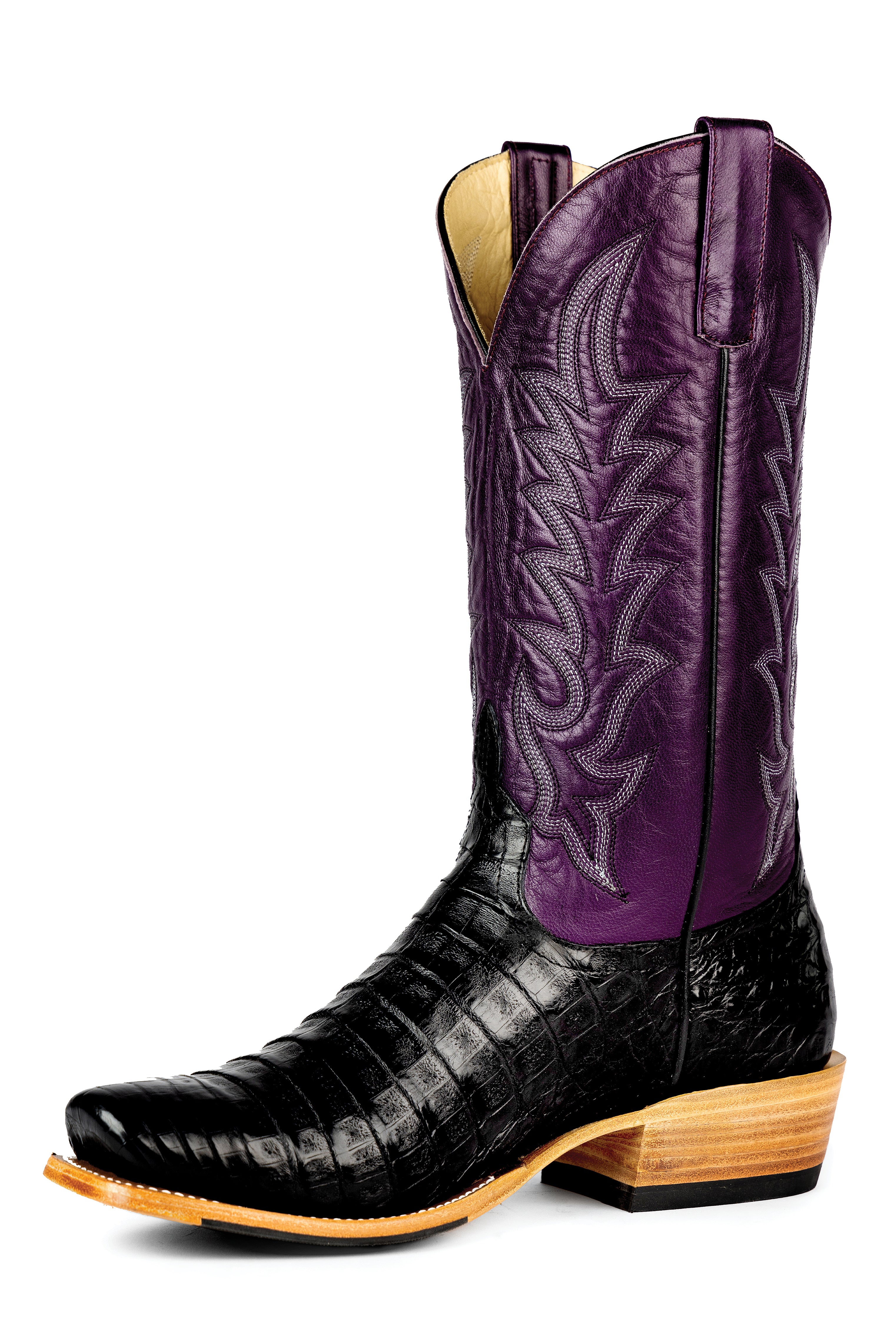 Top Hand Horse Power | Black Caiman Belly Cowboy Boots – Cutter Toe (TK)