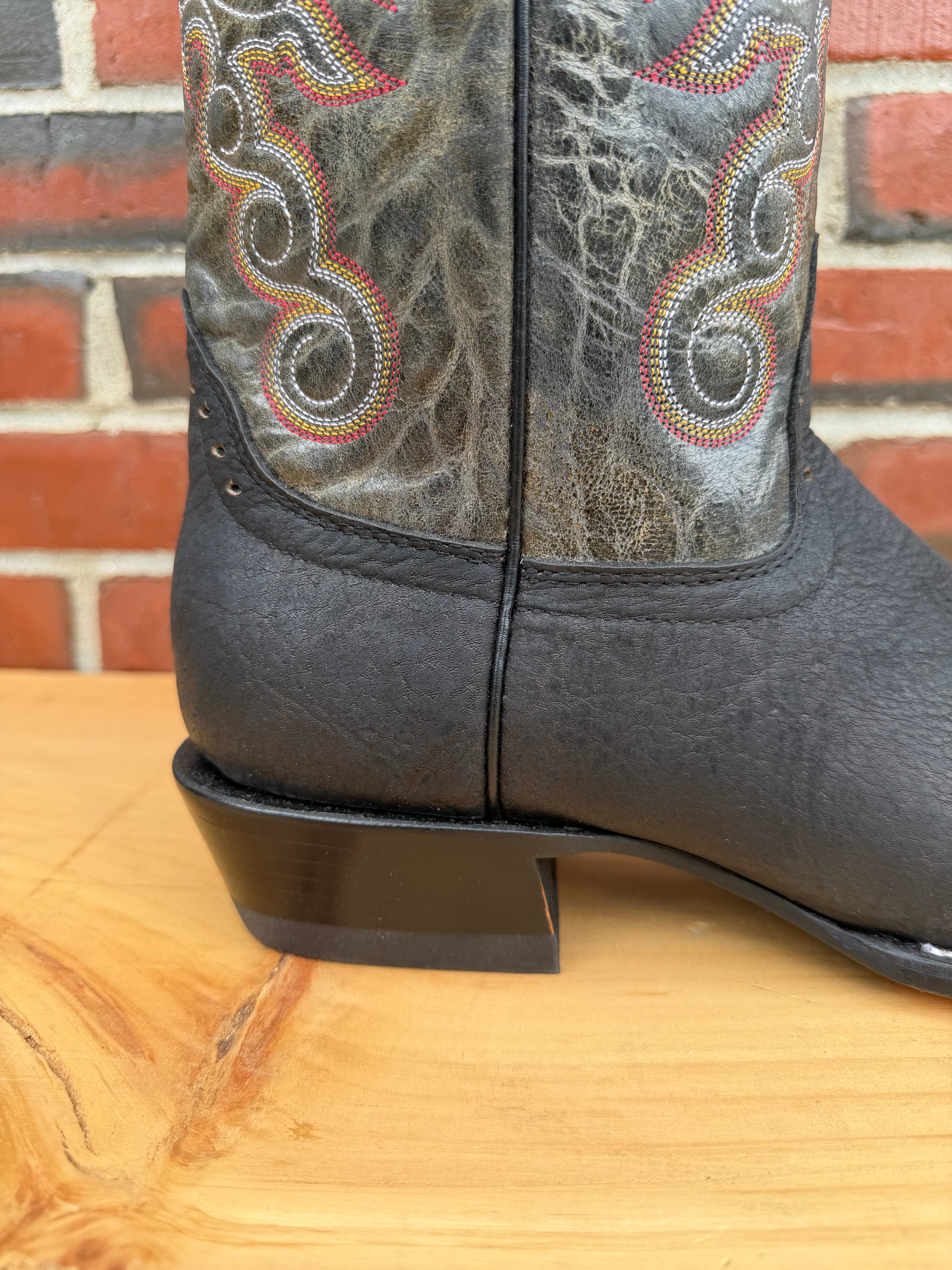 Hondo Exclusive | Black Crazy Shoulder Cowboy Boots – 14" Black Crater Tops (Cutter Toe)