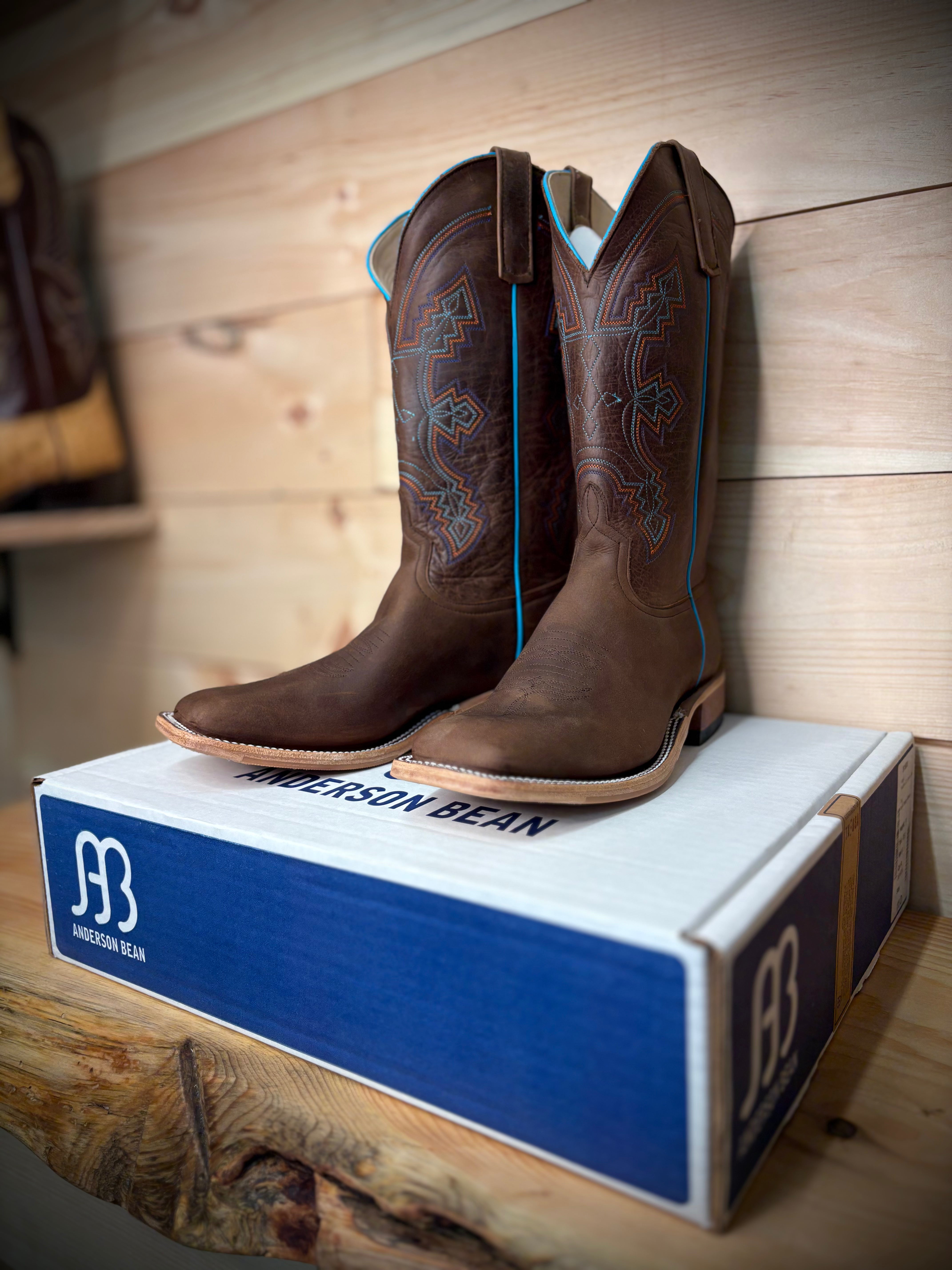 Anderson Bean |  Dark Brown Barcelona Cowboy Boots – 13” Brown Avatar Tops