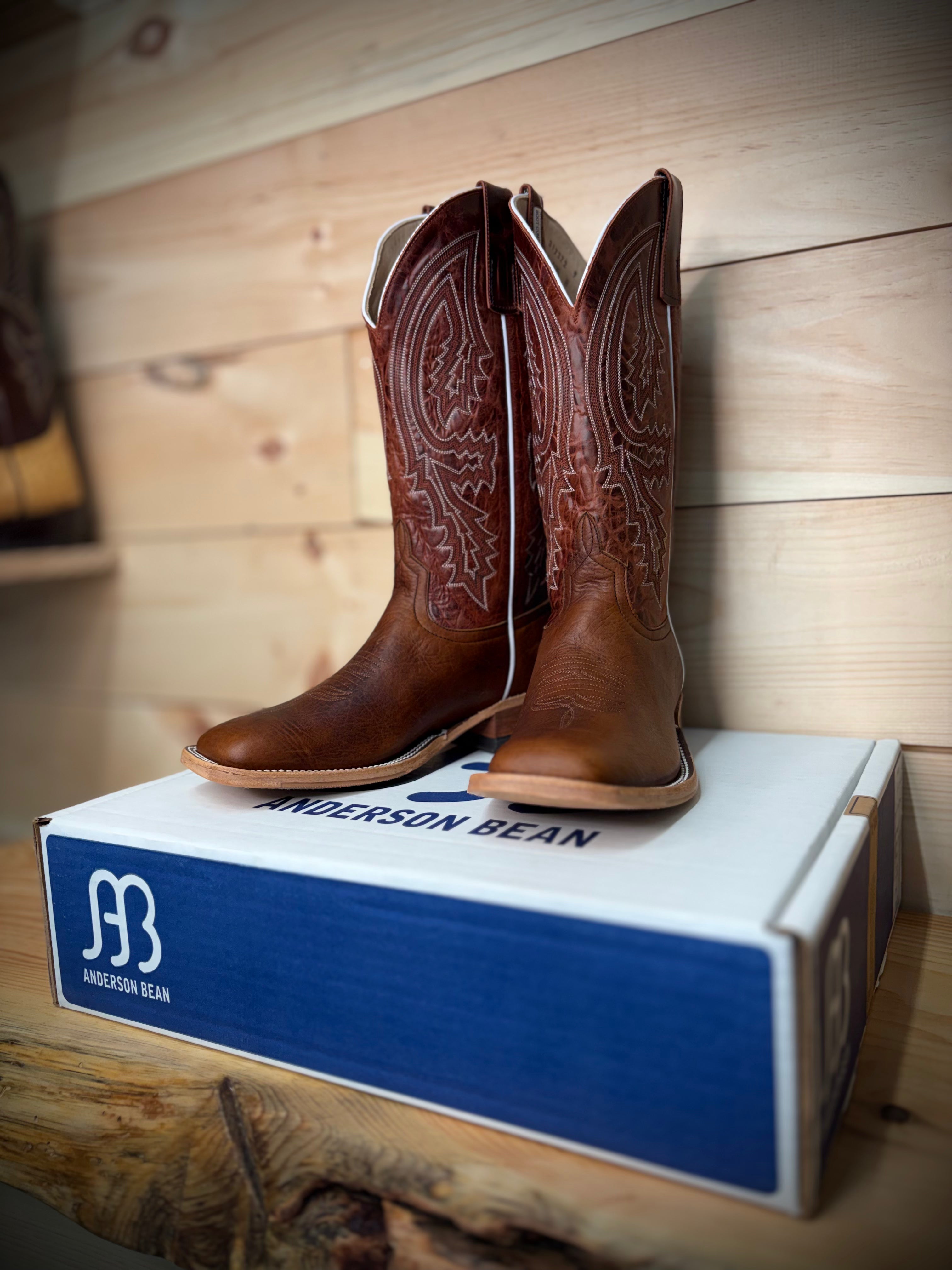 Anderson Bean | Mike Tyson Bison Cowboy Boots – 13" Rust Lava Tops (Wide Square Toe)