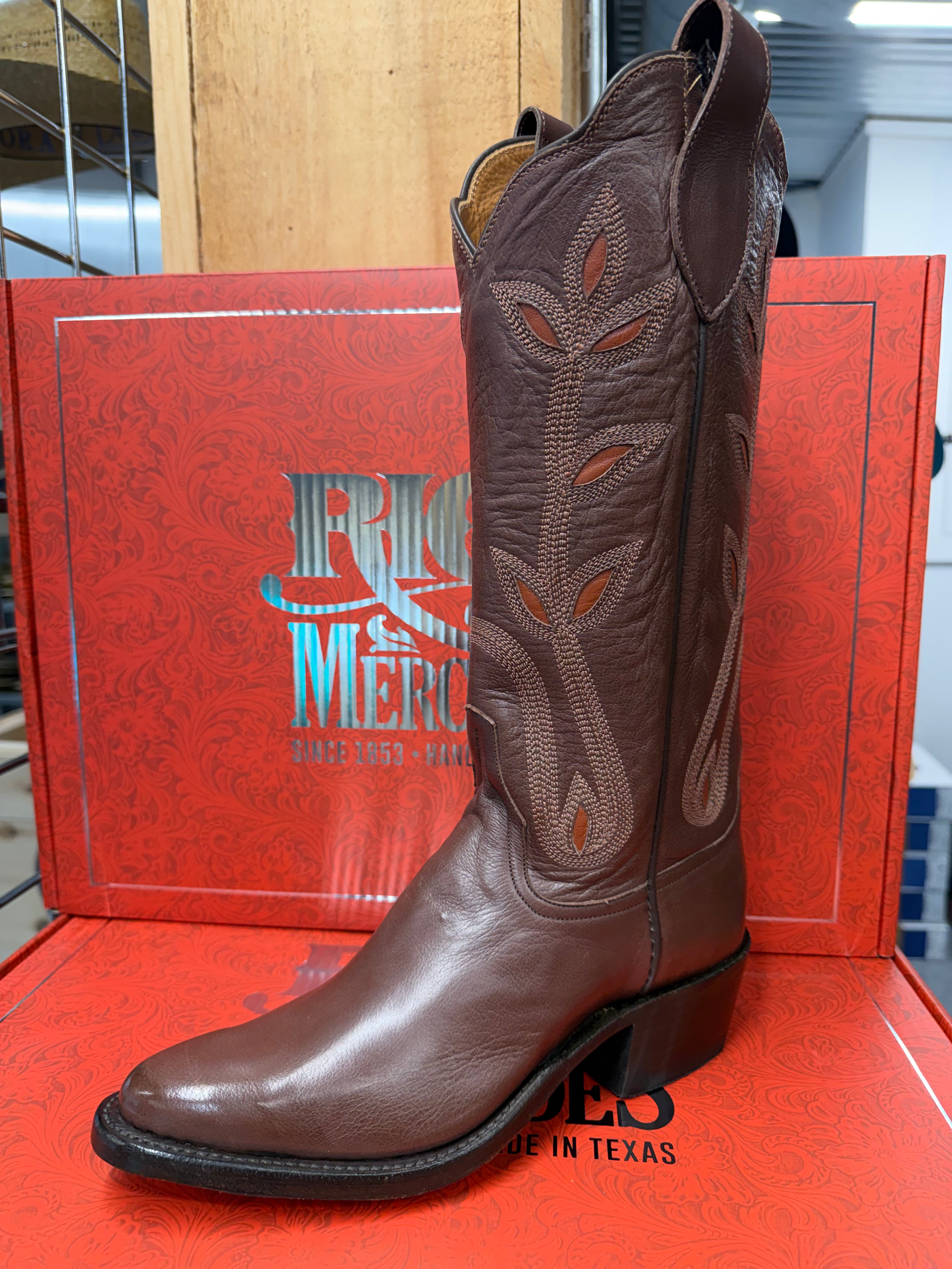 Rios of Mercedes | Women’s Calf Whiskey Cowboy Boots – 14” J Toe