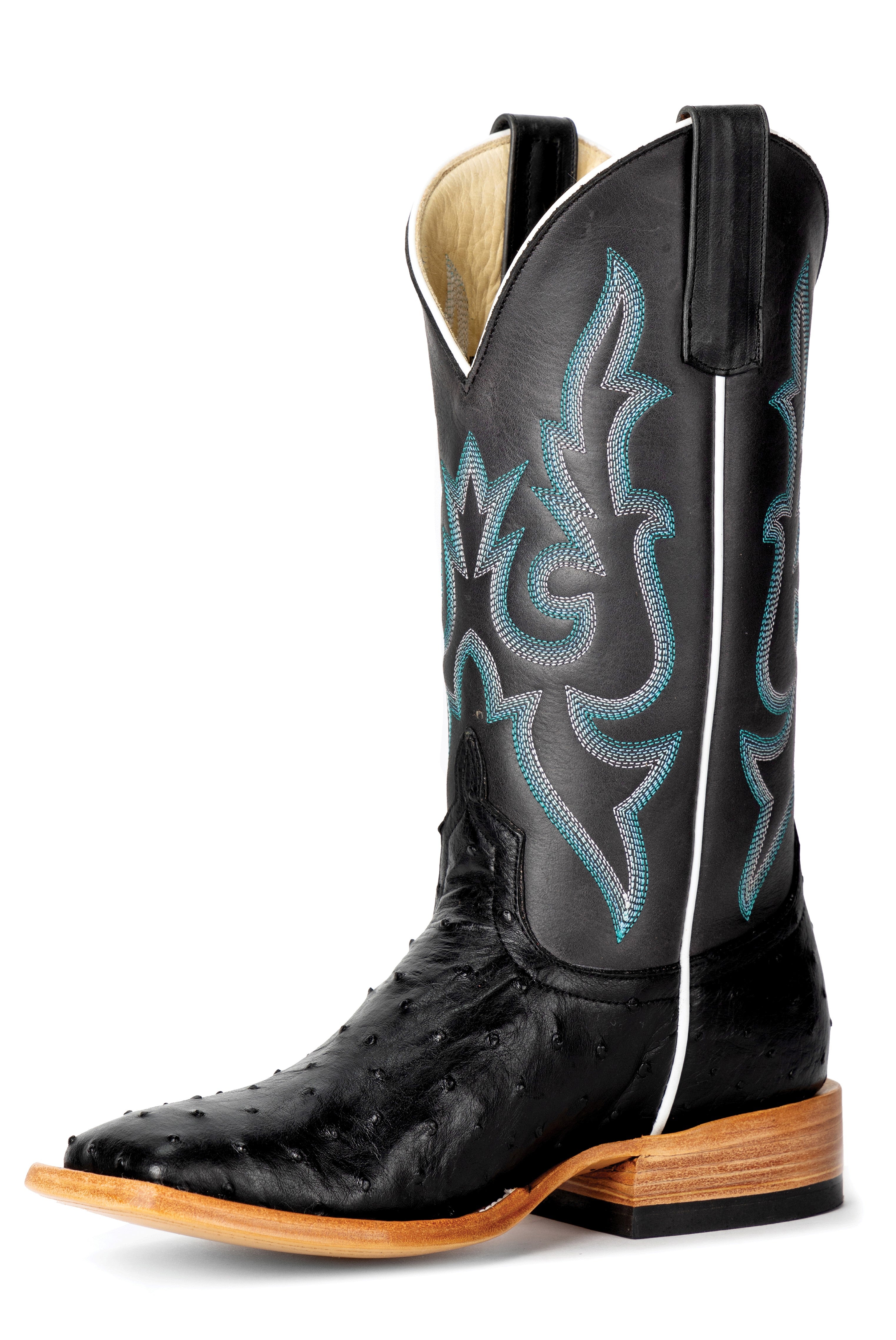 Macie Bean Top Hand | Black Full Quill Ostrich Cowgirl Boots – 12" Black Pull Up