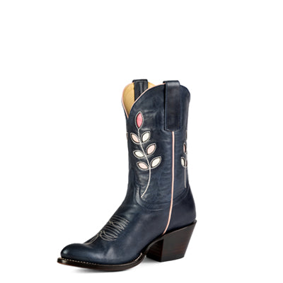 Navy Glazed Cowhide